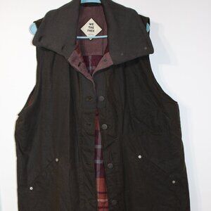 Women's We The Free Olive Green Free Benny Waxed 100% Cotton Vest Size Large